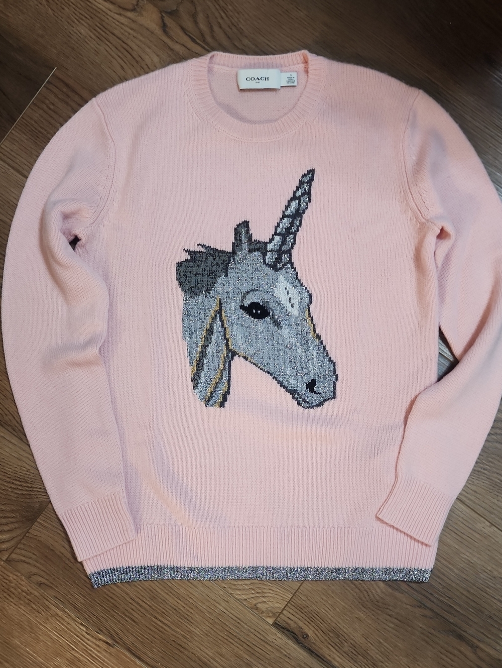 Coach Unicorn Pink Sweater Small